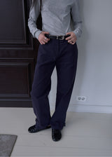 Malissa Straight Cotton Pants (Navy)