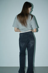 Wide washed denim pants_black