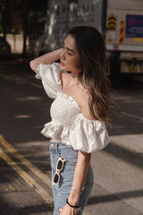 Puffy Duffy Off-shoulder Top - White