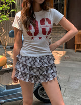 90 プリント半袖スリムTシャツ
