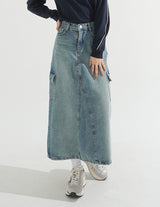 バックスリットカーゴデニムロングスカート