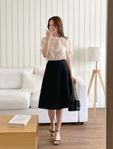 Anne Tie Pearl Puff Short Sleeve Blouse