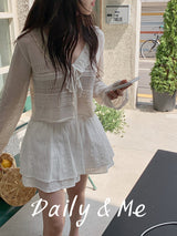 Back banding cotton cancan skirt(2color)
