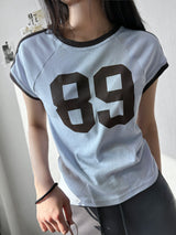 Cheery Number Raglan Crop Tee 3color