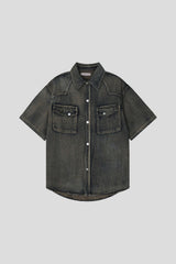 LMN Labo Slab Western Short-Sleeve Denim Shirt (5 colors)
