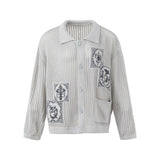 Y2K Pixel Jacquard Collar Knit Cardigan