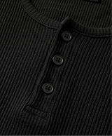Ribbed Henley-Neck Sleeveless Top Black
