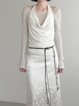 Cowl Neck Draped Layered Halter Top