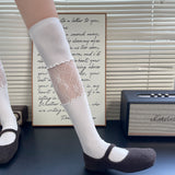 Lace Ribbon Scrunch Long Socks