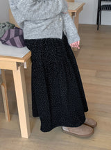 Pivot Flower Corduroy Banding Long Skirt