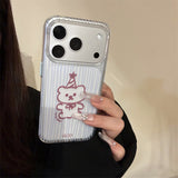 Minimal Animal Stripe Clear Soft iPhone Case (iPhone 13–17 Series)