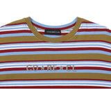 シャムドアートワークストライプTシャツ (カーキ)