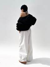 (UNISEX)ワッフルシックボクシーオーバーサイズドロングルーズソフトフィットビッグフーディージップアップ