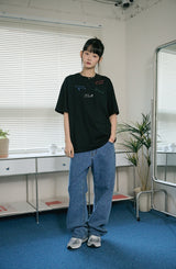 26SS★ Draw Stitch Embroidered Short Sleeve Tee