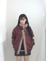 Milkfur high neck suede jumper