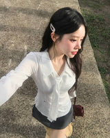 [♡MADE♡] ゴシップガールスリムアイレットシャツ(tie set)