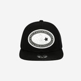 Lace Button Snapback / Black