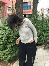 ネガティブスモールフィットフードジップアップ