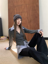 Stripe Collar Burton Long Sleeve Cardigan