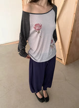 floral raglan T