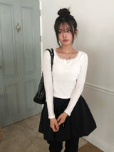 Hail Lace Cap Button Slim T-shirt