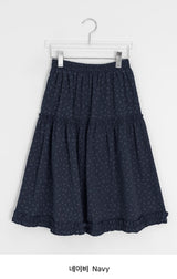 Bihina Flower Shirring Long Skirt