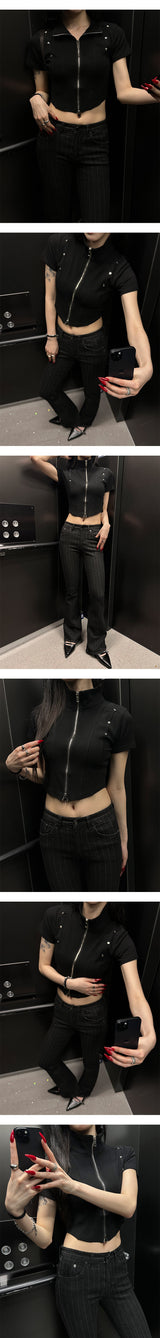 ストライプブーツカットパンツ