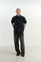 Aged Splatter Carpenter Denim Pants(Washed Black)