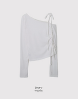ワンショルダースリットスリムTシャツ(5color)