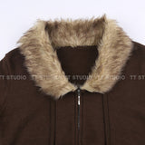 Brown knit zip-up