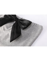 [Bracap O] Roman Ribbon Off-Shoulder Banding Tube Top GRAY