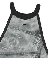 DENIM PRINTED HALTER KNIT