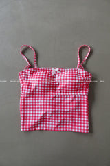 Gobang Checkered Cover-Up Backless Bikini