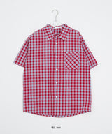 [unisex] Module Loose-Fit Check Short Sleeve Shirt