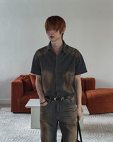 Summer Cool Oil Washed Western Denim Shirt