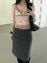 Flower See-Through Lace Sleeveless Top (2 colors)