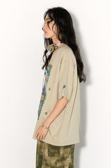 Summer loose and breathable short-sleeved T-shirt with hand-painted grainy print