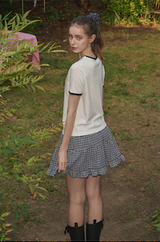 April Banding Check Mini Skirt Navy
