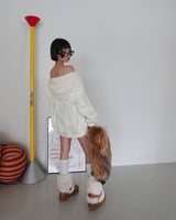 Ribbon off-shoulder oversized fit sweatshirt