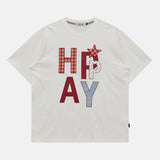 ハッピー パッチワーク ハーフスリーブ Tシャツ