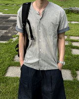 Moment Check Roll-Up Short Sleeve Cardigan