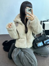 TEDDY🧸CHOKER SHEEP FUR MUSTANG ZIP UP JACKET 🤎💛💚2COLOR