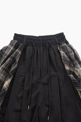 Checker drape layered pants