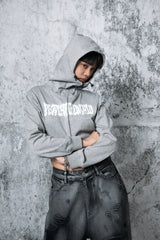 Crop Logo Hood Zip-Up (GRAY)