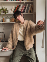 Dense Velour Henley Neck Long Sleeve T-Shirt