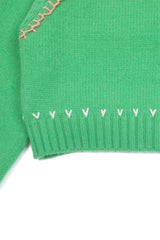 ハートニードルVネックニット [Green]