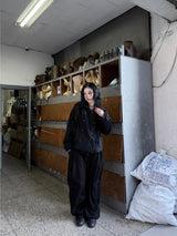 BLACK BUTTON SHORT COAT