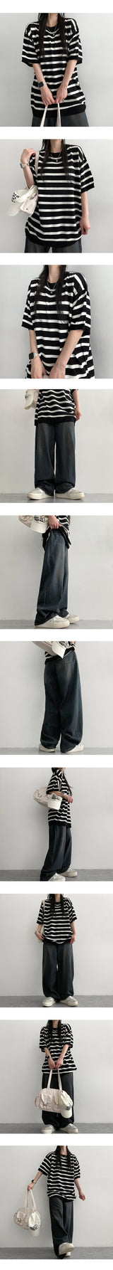 [Summer long pants!] [High quality!] Dunes vintage washed wide denim pants