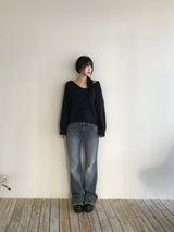 レバンステッチデニムブーツカットパンツ (2 colors)