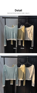 テンセルレイヤードボートネックTシャツ(3color)